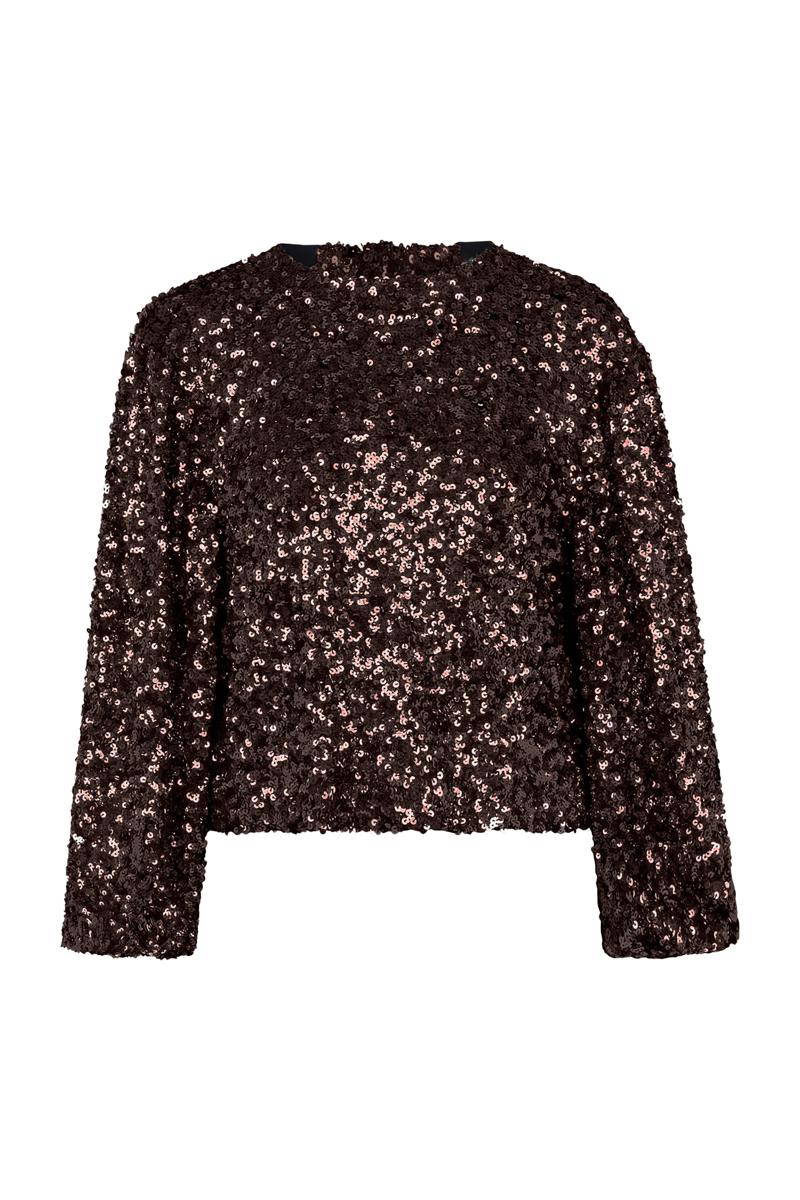 Studio Anneloes Blouse Blom 2way Sequins Bruin 2
