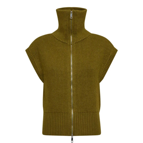 Co'Couture Gilet Row Zip Groen 1