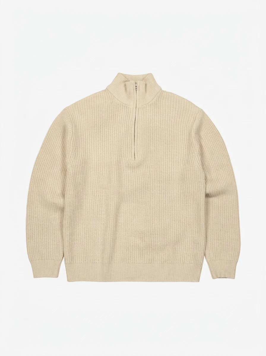 Butcher of Blue Trui Market Half Zip Beige 2