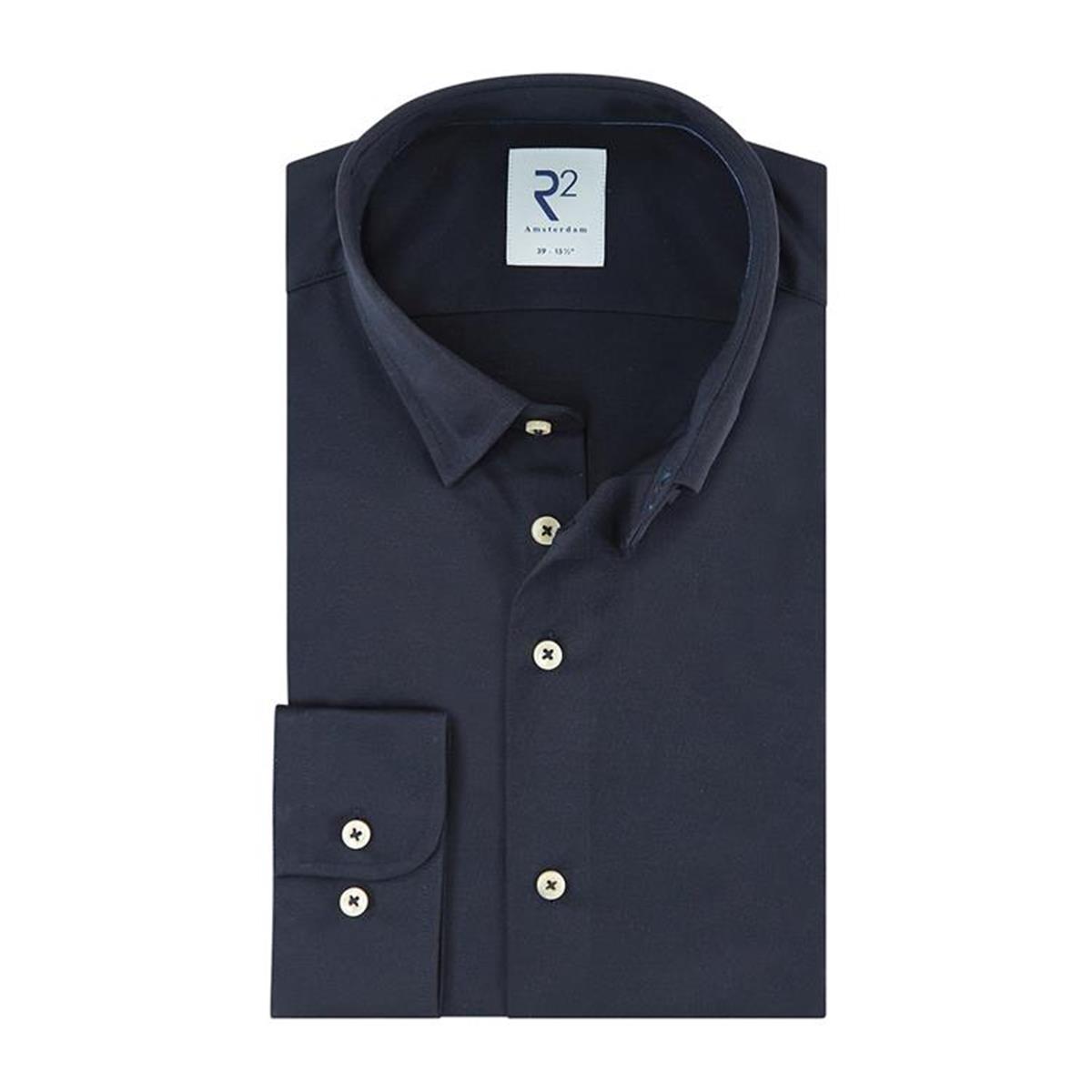 R2 Amsterdam Overhemd NOS.KNIT.003/010 Blauw 1