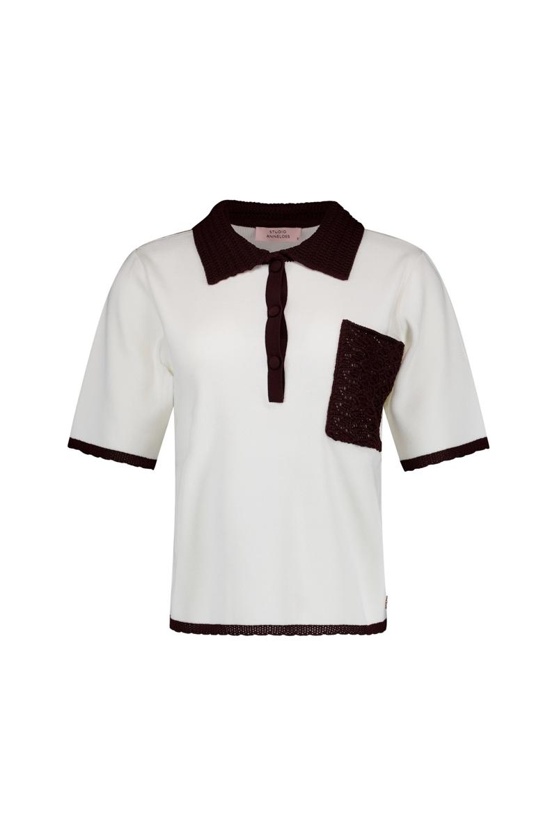Studio Anneloes Trui Jemy crochet polo Off-White 1