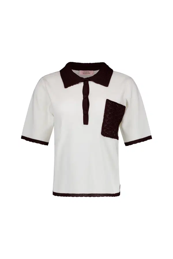Studio Anneloes Trui Jemy crochet polo Off-White 1