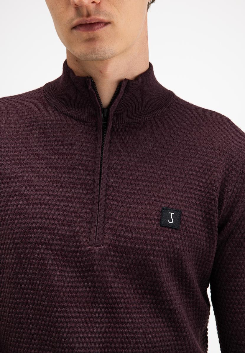 Butcher of Blue Trui Structure Halfzip Paars 5
