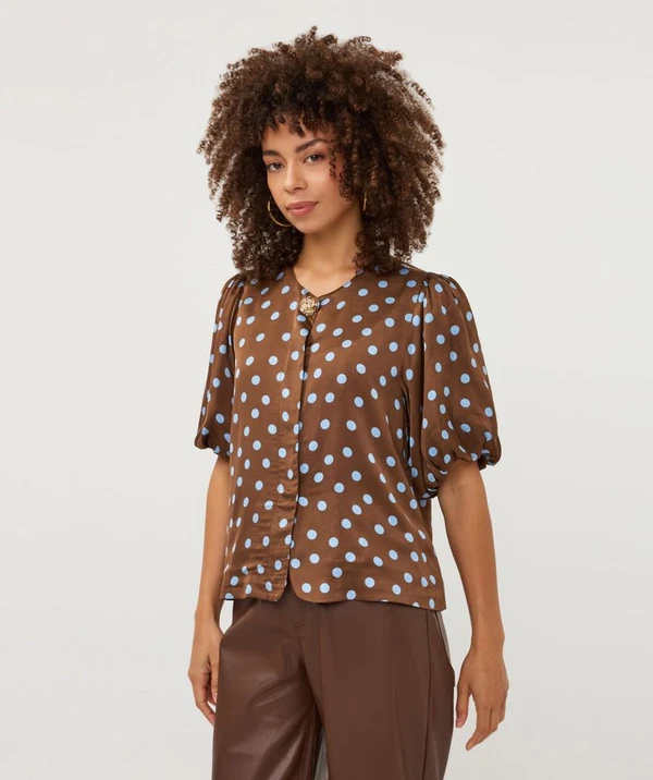 EsQualo Blouse W26.10702 Bruin 1