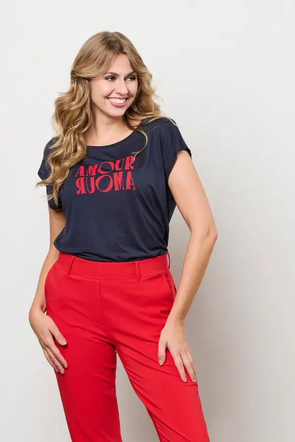&Co Woman T-Shirt Samour Blauw 1
