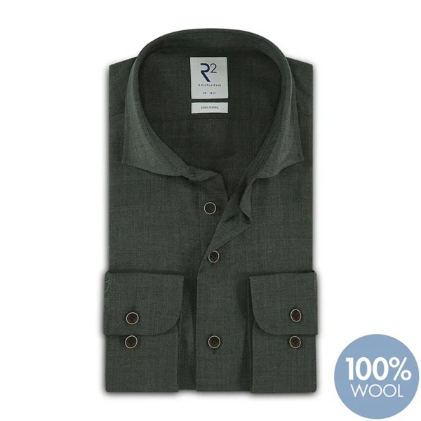 R2 Amsterdam R2 Overhemd NOS.WOOL.004/070 Groen 1