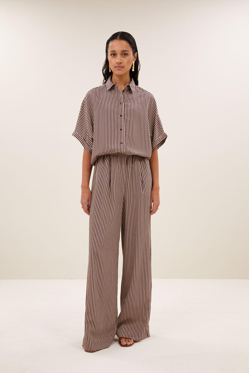 By-Bar Pantalon Celin Stripe Rood 1