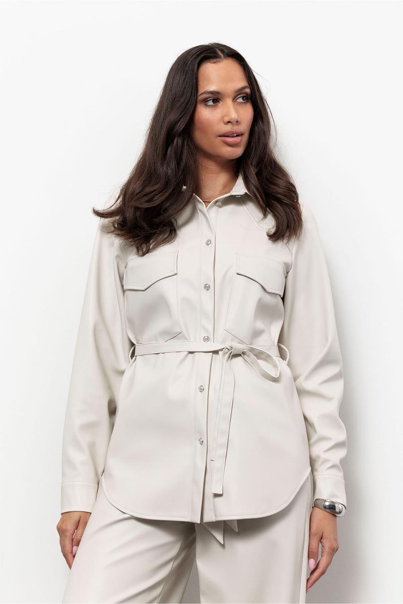 Studio Anneloes Blouse Bodil Faux Leather Off-White 1