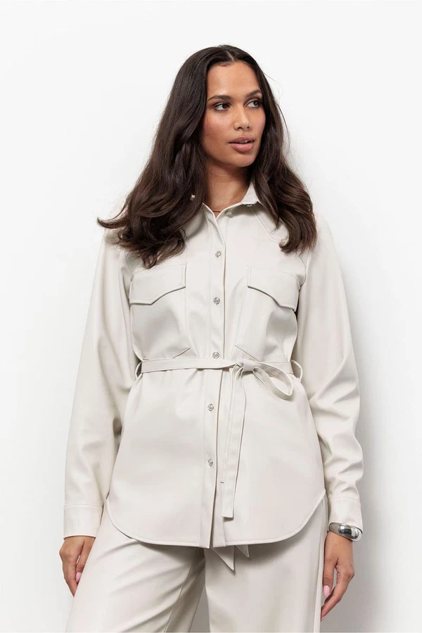 Studio Anneloes Blouse Bodil Faux Leather Off-White 1