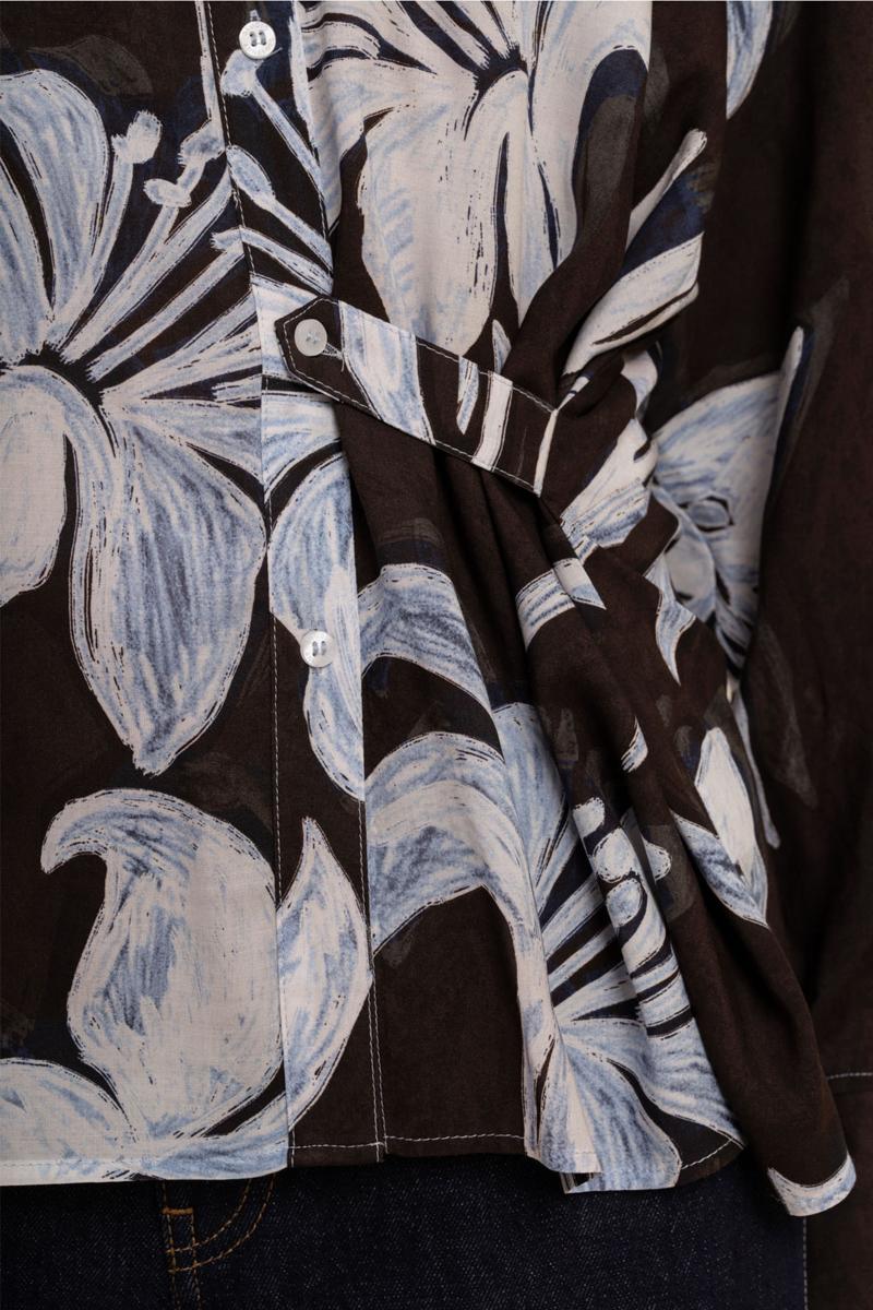 Studio Anneloes Blouse Aylin satin flowe Bruin 4