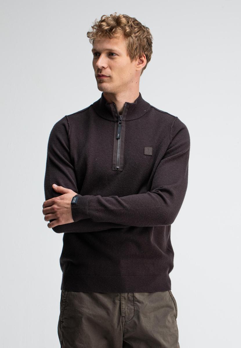 Butcher of Blue Trui Clifden Halfzip Bruin 1
