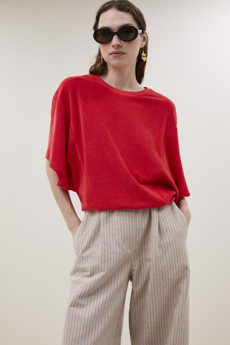 By-Bar T-Shirt Nuki Slub Rood 1