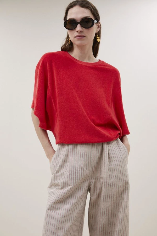 By-Bar T-Shirt Nuki Slub Rood 1