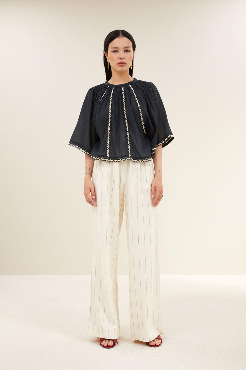 By-Bar Pantalon Benji Pinstripe P Zwart 6