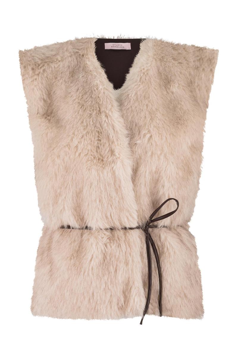 Studio Anneloes Bodywarmer Ivana fur waistco Beige 2
