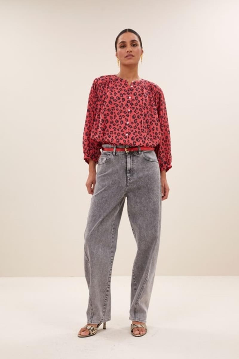 By-Bar Blouse Becky Red Cheetah Rood 1