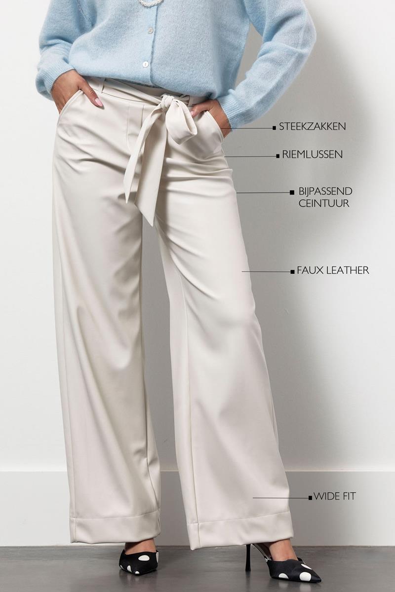 Studio Anneloes Pantalon Lexie Faux Leather Off-White 1