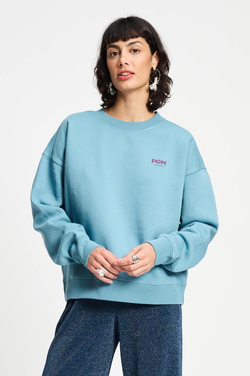 POM Amsterdam Sweater Dawn Blue Blauw 1