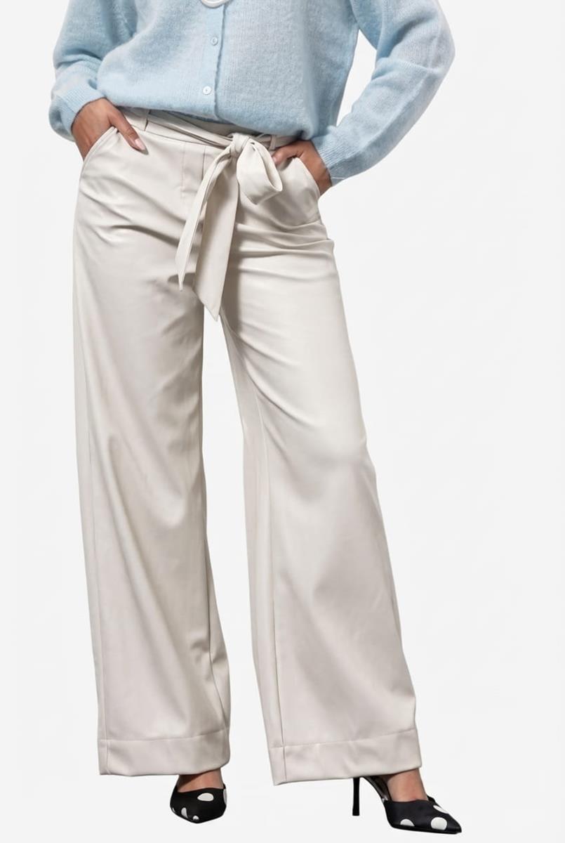 Studio Anneloes Pantalon Lexie Faux Leather Off-White 1