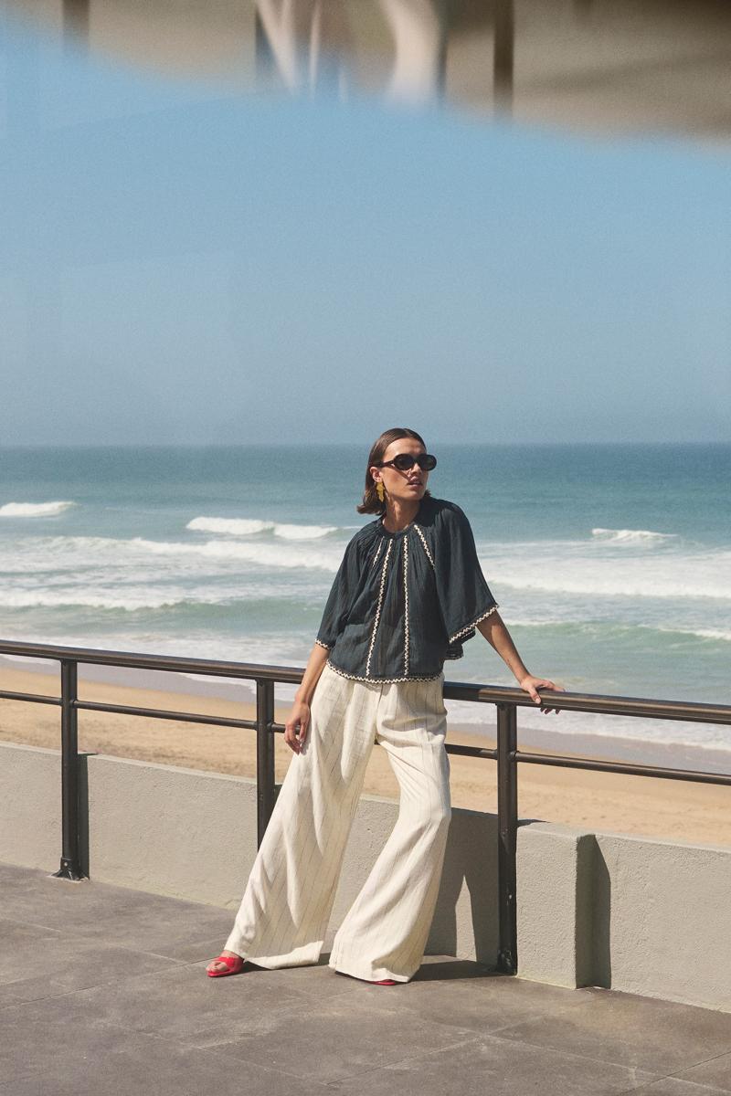 By-Bar Pantalon Benji Pinstripe P Zwart 2