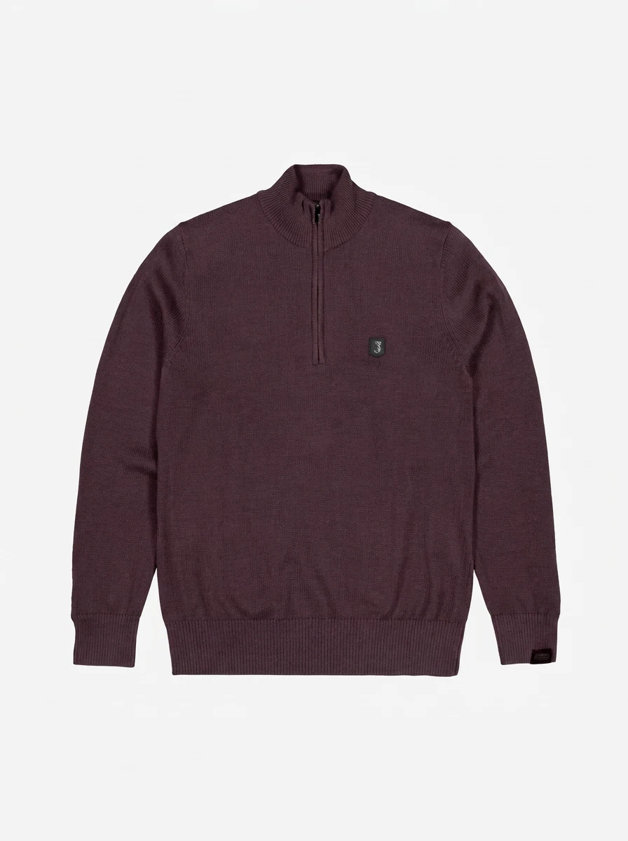 Butcher of Blue Trui Structure Halfzip Paars 2