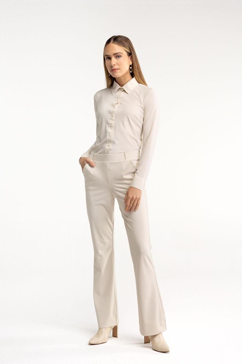 Studio Anneloes Pantalon Flair Bonded Off-White 4