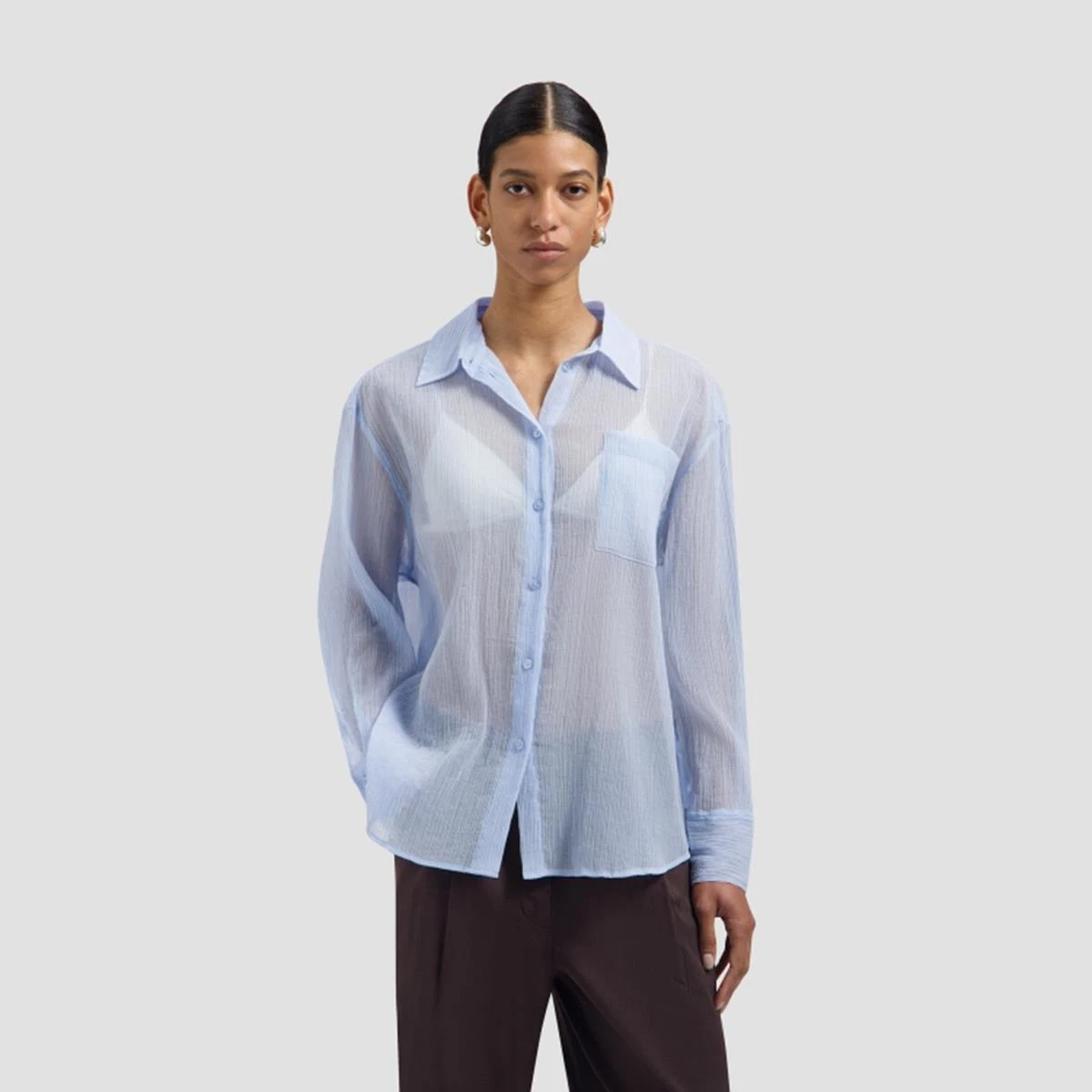 OLAF Blouse Textured Blauw 1