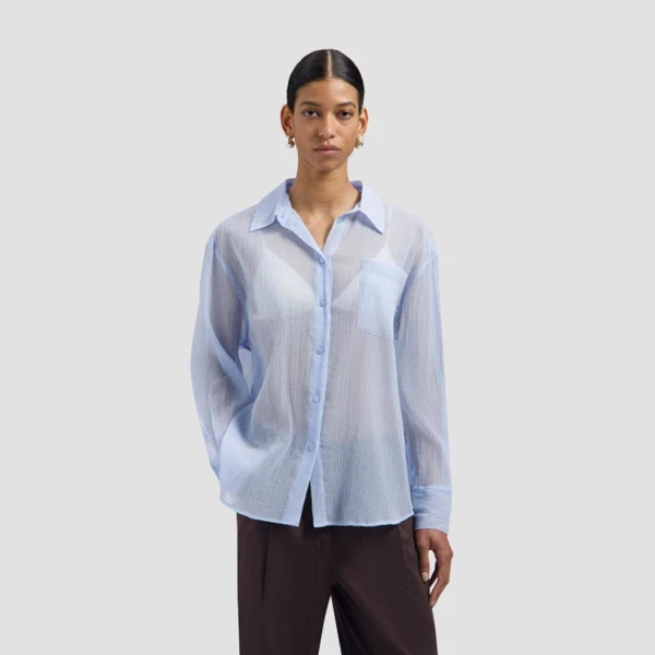 OLAF Blouse Textured Blauw 1