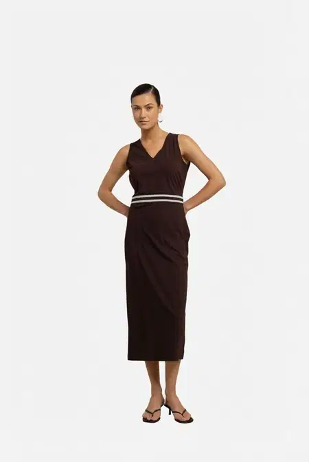 Studio Anneloes Jurk Tirza tape dress Bruin 1