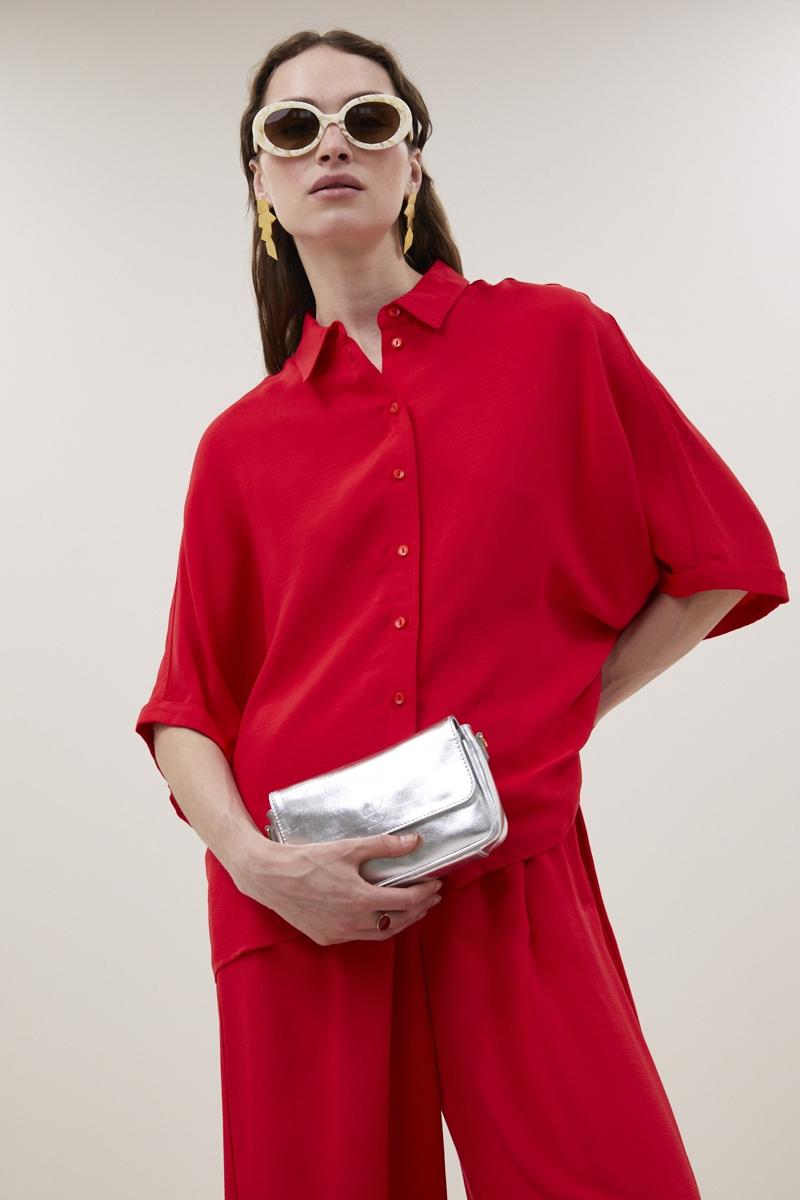 By-Bar Blouse Sunny Satin Stripe Rood 1