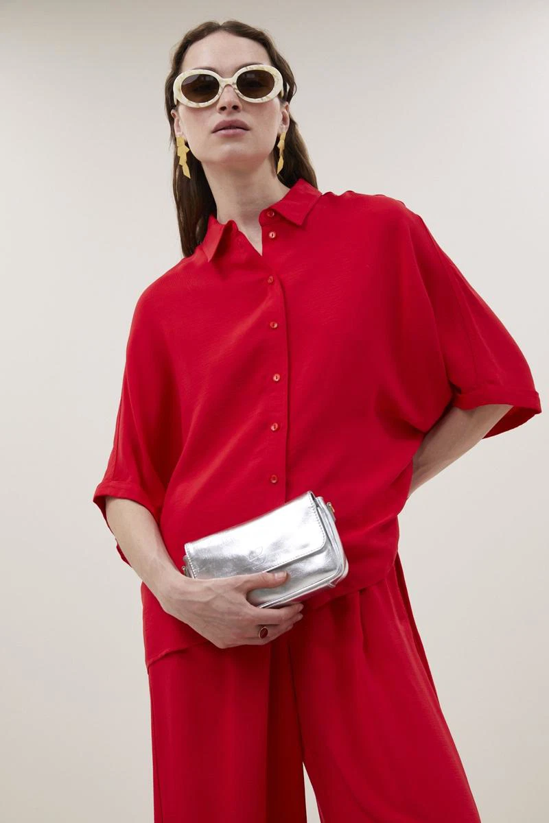 By-Bar Blouse Sunny Satin Stripe Rood 1