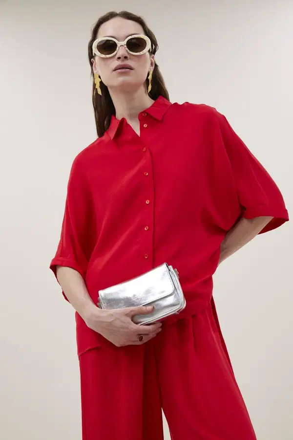 By-Bar Blouse Sunny Satin Stripe Rood 1