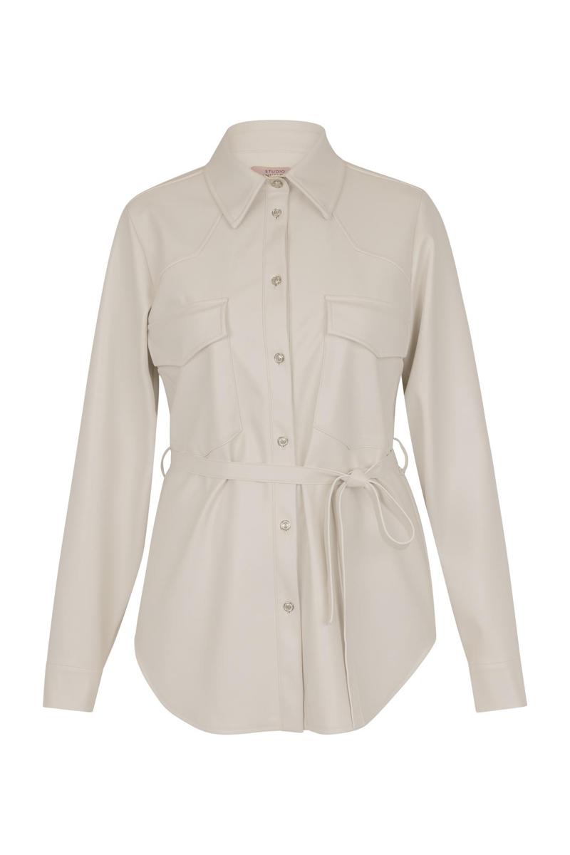 Studio Anneloes Blouse Bodil faux leather Off-White 2