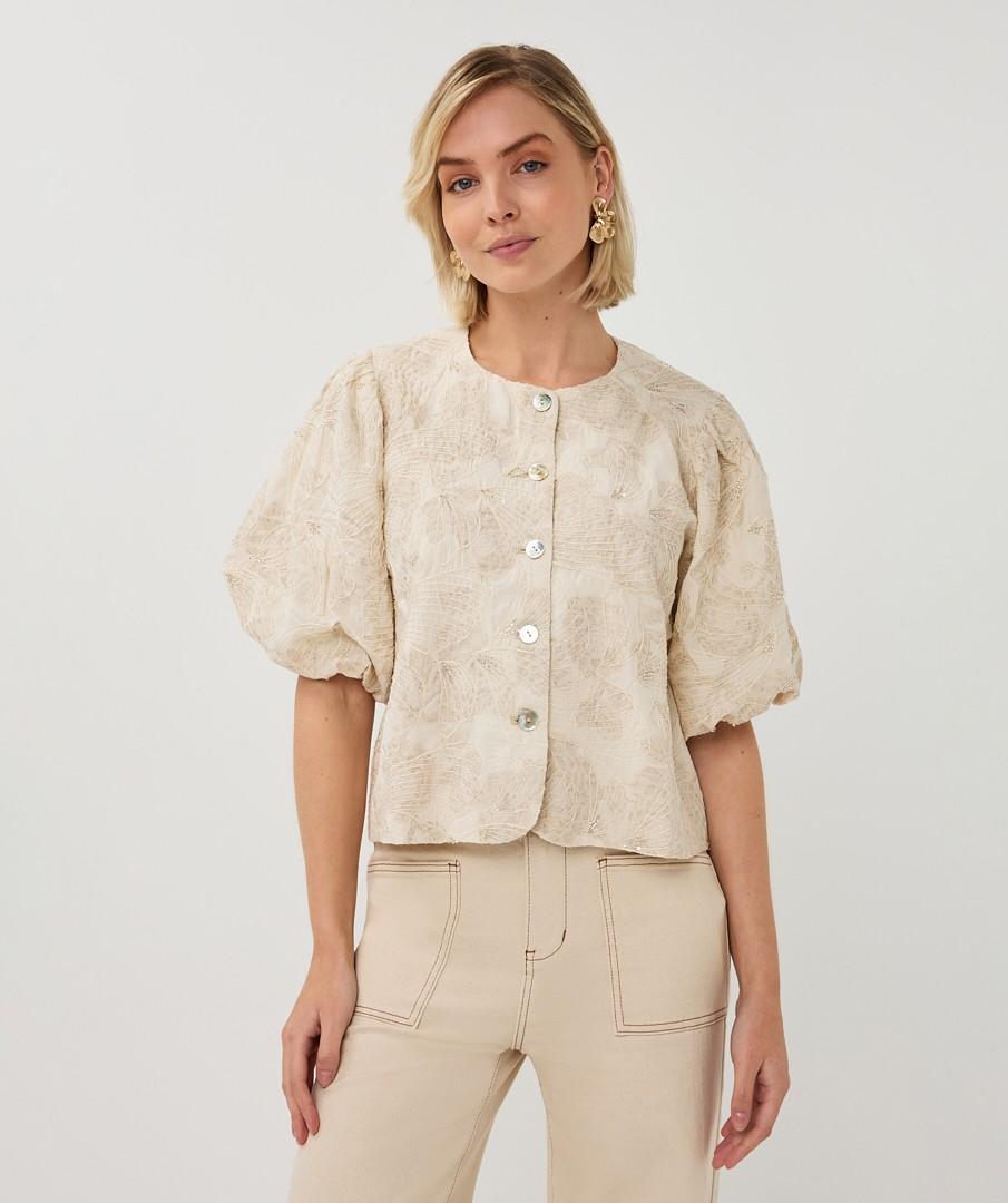 EsQualo Blouse SP26.28005 Beige 1