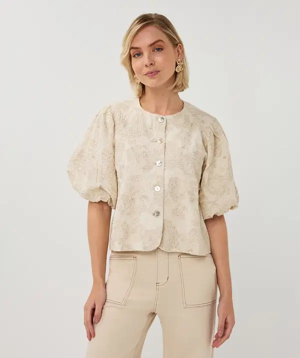 EsQualo Blouse SP26.28005 Beige 1