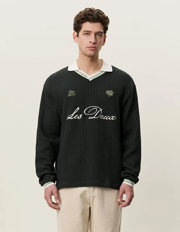 Les Deux Polo Waffle Football Groen 1