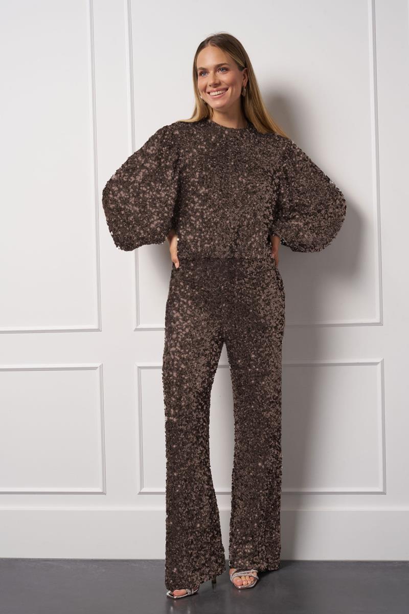Studio Anneloes Blouse Blom 2way Sequins Bruin 1