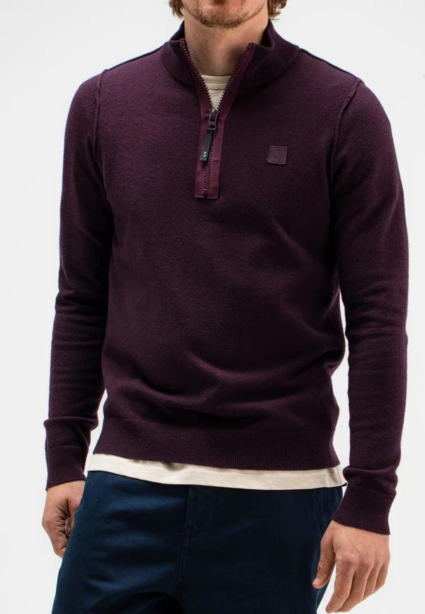 Butcher of Blue Trui Clifden Halfzip Paars 1
