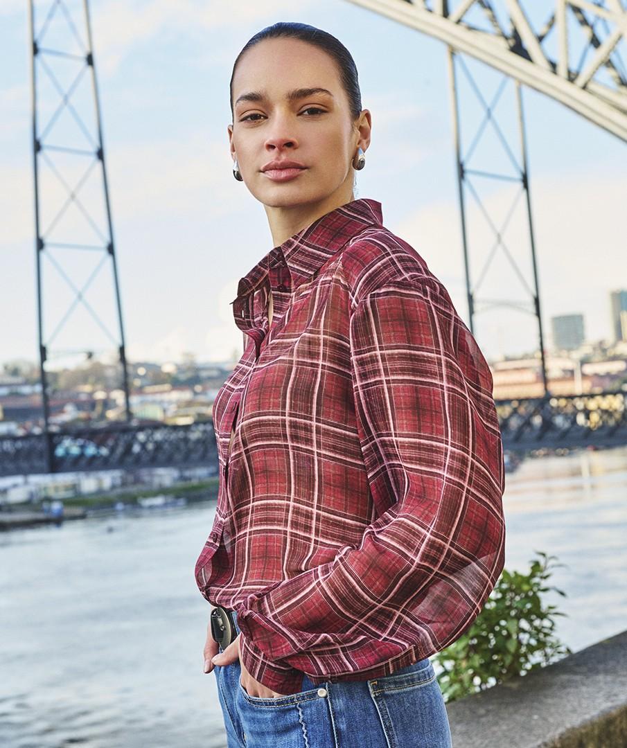 EsQualo Blouse F26.14518 Rood 2