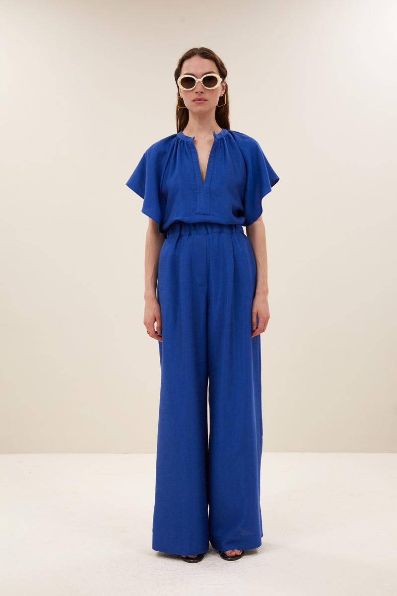 By-Bar Pantalon Celin Gloss Pant Blauw 6
