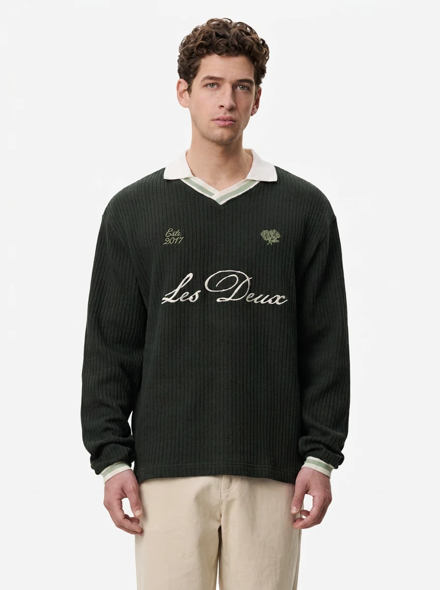 Les Deux Polo Waffle Football Groen 1
