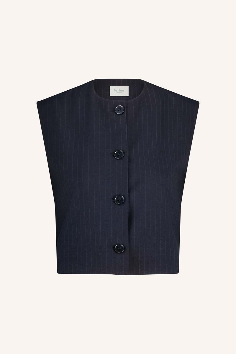By-Bar Gilet Nori Pinstripe Blauw 2