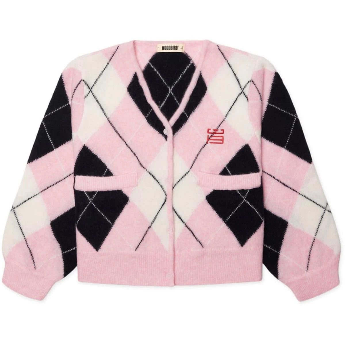 WOODBIRD Vest Argyle Roze 2