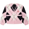 WOODBIRD Vest Argyle Roze 2