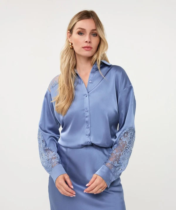 EsQualo Blouse W26.14700 Blauw 1