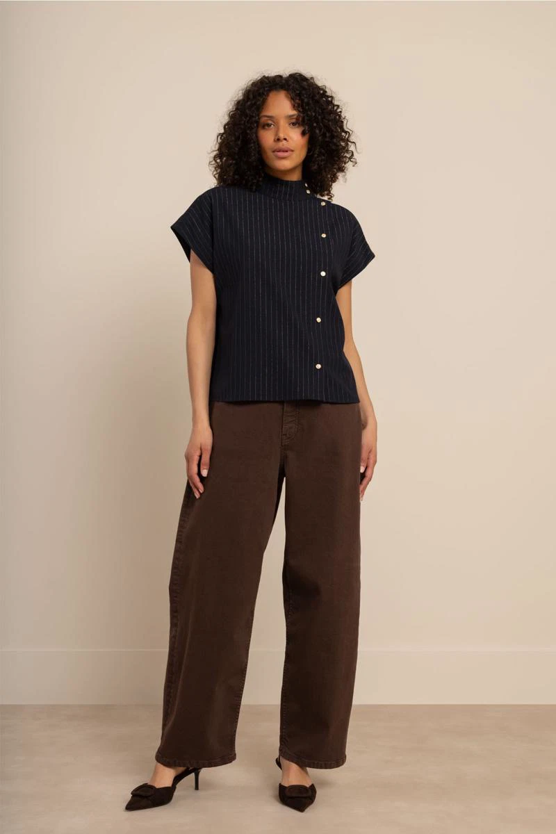 Studio Anneloes Blouse Danni gold stripe Blauw 3