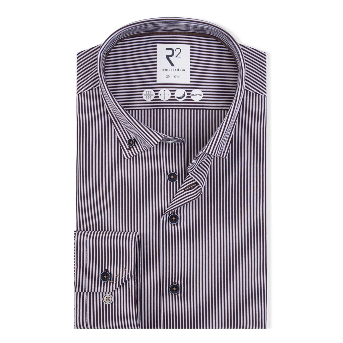 R2 Amsterdam Overhemd 130.BD.021 Bruin 1