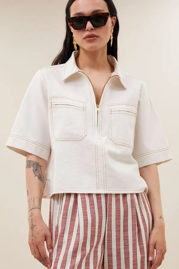 By-Bar Blouse Philipe Twill Top Off-White 1