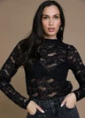 Freebird T-Shirt Talina Jer-Lace-N Zwart 1