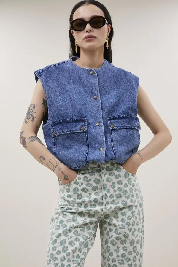 By-Bar Gilet Maggie Sleeveless Blauw 1